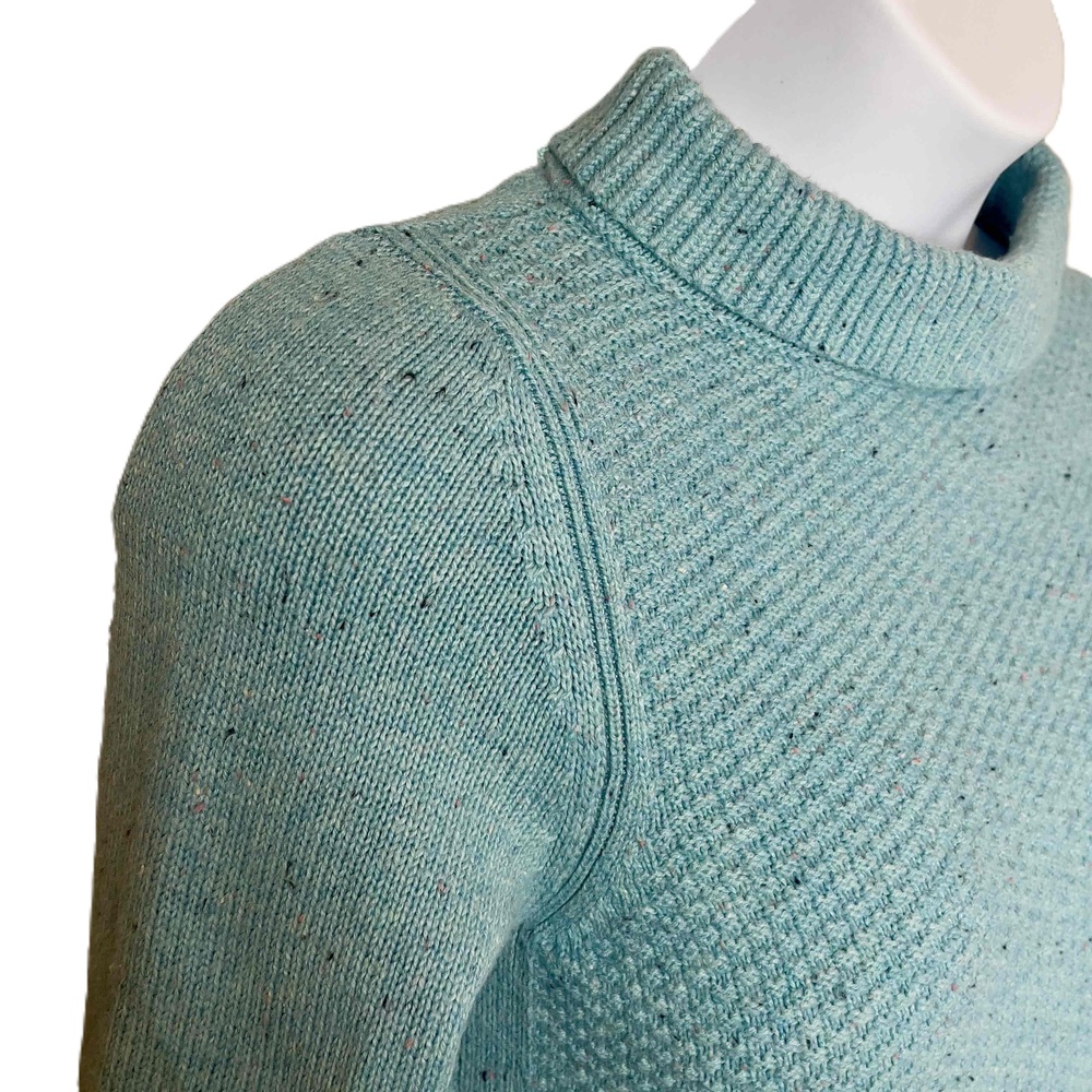 Talbots Aqua Marine Blue Cotton Blend Medium Tunic Sweater Mock Neck - Picture 4 of 9